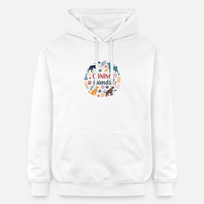 Amis Canins Fleuris en Cercle - Sweat à capuche Softstyle® Gildan Unisexe - blanc