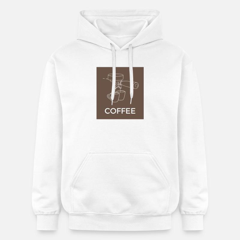 Machine à café Line art Café - Sweat à capuche Softstyle® Gildan Unisexe - blanc