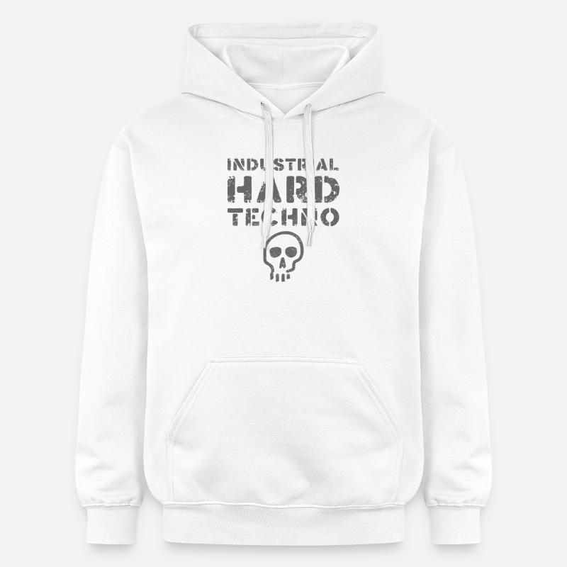 Crâne techno dur industriel - Sweat à capuche Softstyle® Gildan Unisexe - blanc