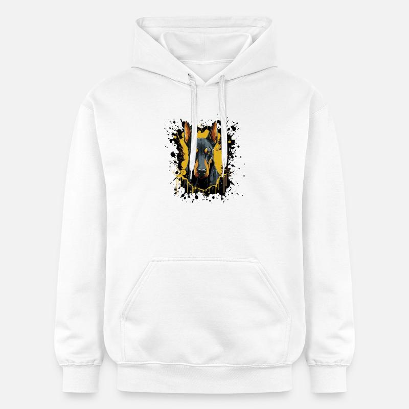 Art éclaboussuré Doberman - Sweat à capuche Softstyle® Gildan Unisexe - blanc