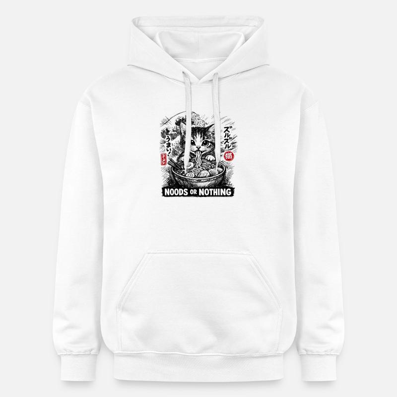 Katzen ramen : Nouilles ou rien - Sweat à capuche Softstyle® Gildan Unisexe - blanc