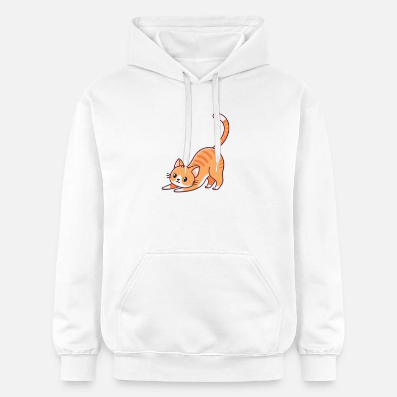 Chaton orange en étirement - Sweat à capuche Softstyle® Gildan Unisexe - blanc