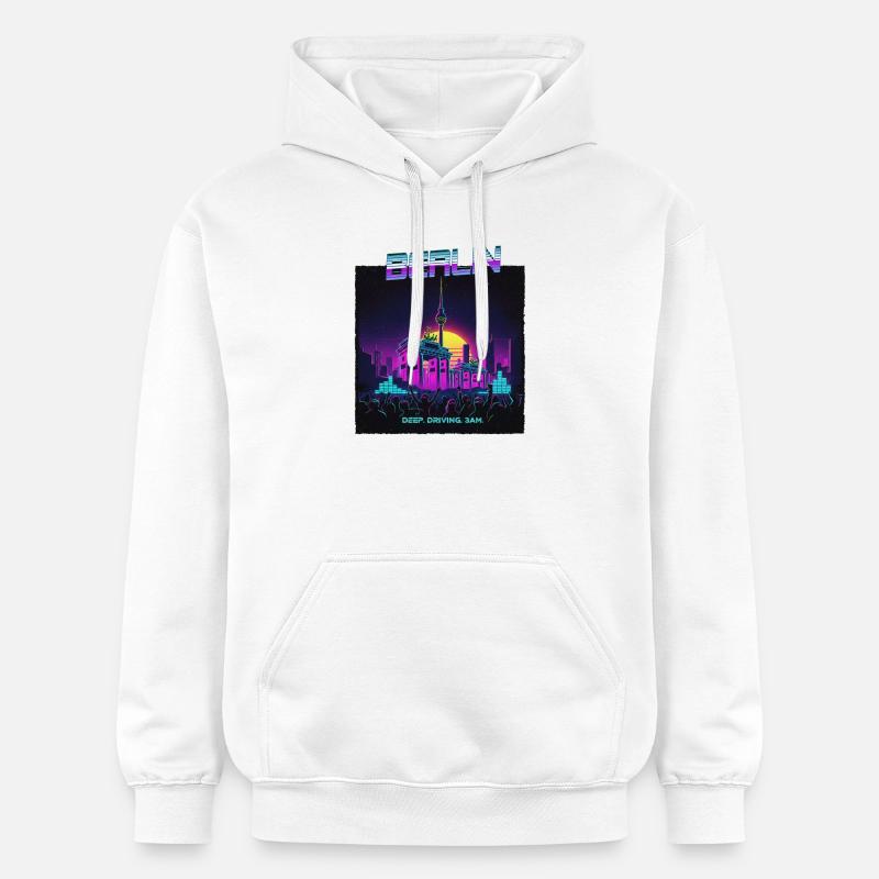 Berlin Retro Electro - Sweat à capuche Softstyle® Gildan Unisexe - blanc