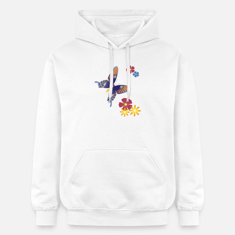 Papillon avec des fleurs - Sweat à capuche Softstyle® Gildan Unisexe - blanc