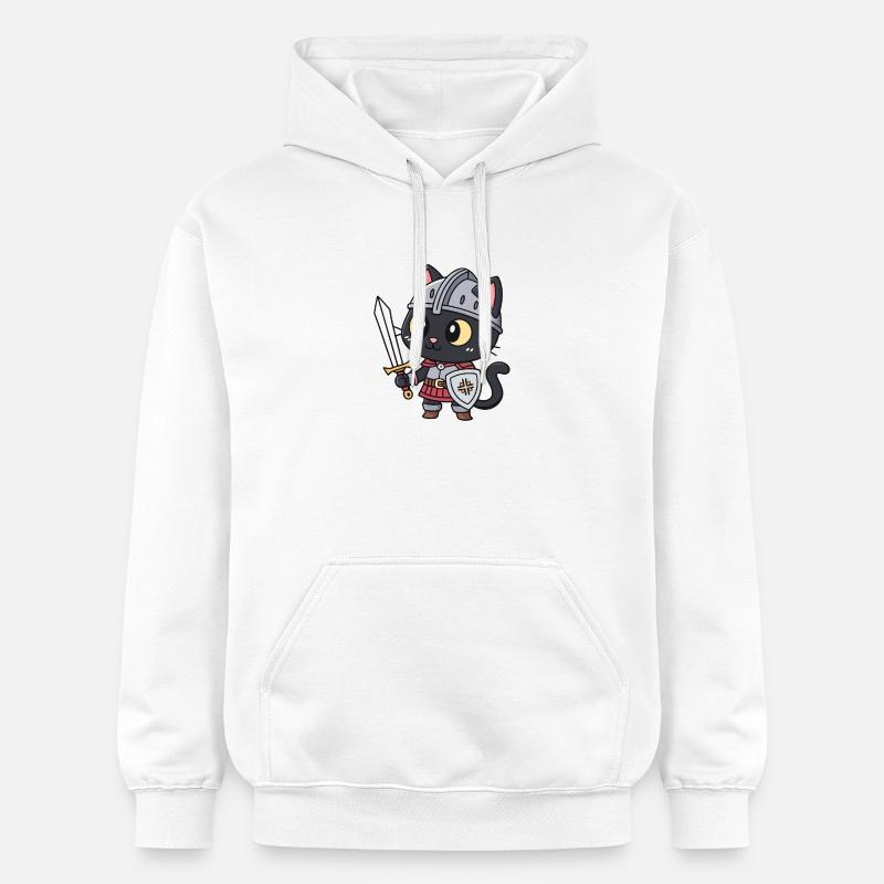 Chat Chevalier Armé Adorable - Sweat à capuche Softstyle® Gildan Unisexe - blanc
