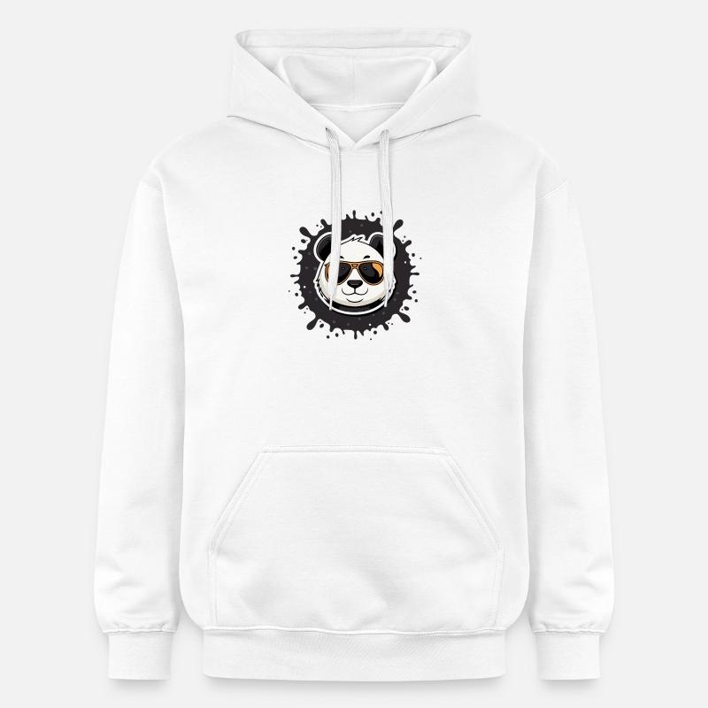 Panda chic lunettes orange splash - Sweat à capuche Softstyle® Gildan Unisexe - blanc