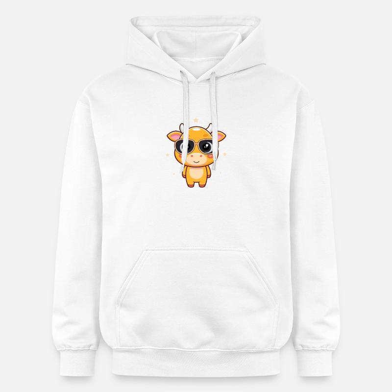 Vache chic avec lunettes noires - Sweat à capuche Softstyle® Gildan Unisexe - blanc