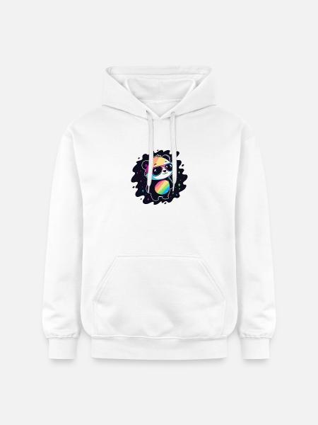 Panda Rainbow Galaxy Cool Glasses - Gildan Unisex Softstyle® Midweight Hoodie - white