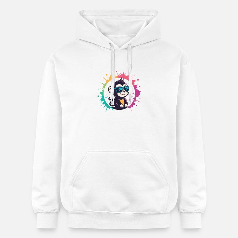 Singe Splash cercle Lunettes Bleues - Sweat à capuche Softstyle® Gildan Unisexe - blanc