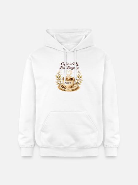 coffe_ist_my_live_language - Gildan Unisex Softstyle® Midweight Hoodie - white