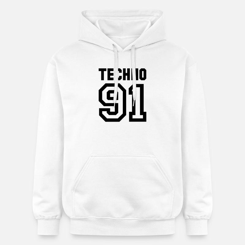 TECHNO Rave Techno 90s 90s - Sweat à capuche Softstyle® Gildan Unisexe - blanc