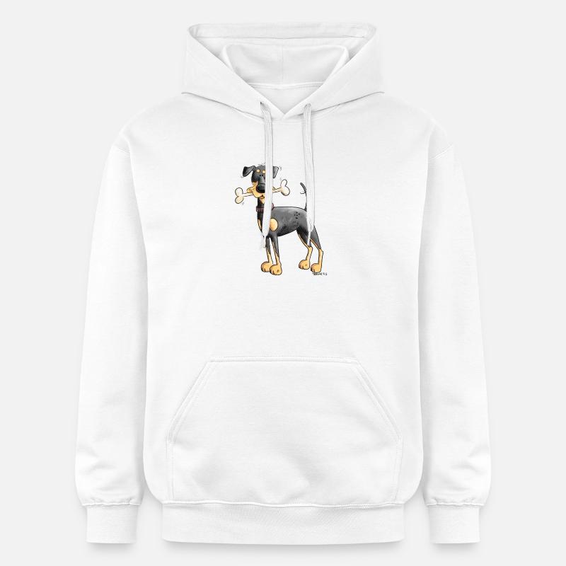 Dobermann Oder Pinscher mit Knochen - Gildan Unisex Softstyle® Midweight Hoodie - Weiß
