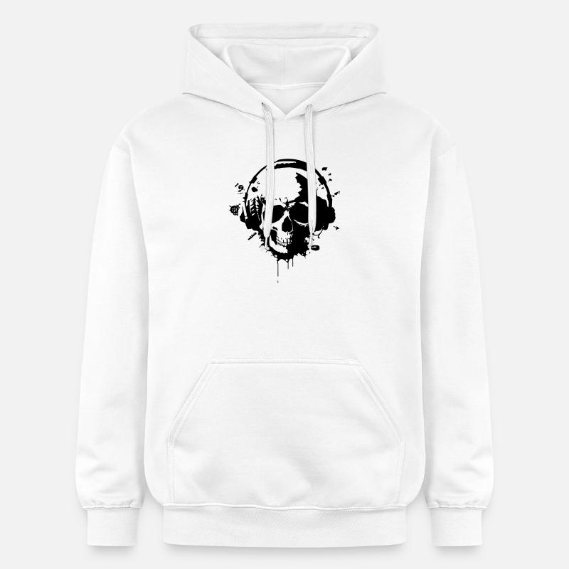 Crâne avec Casque (Crane gamer) - Sweat à capuche Softstyle® Gildan Unisexe - blanc