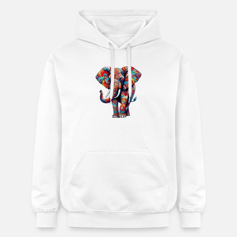 Éléphant - Sweat à capuche Softstyle® Gildan Unisexe - blanc