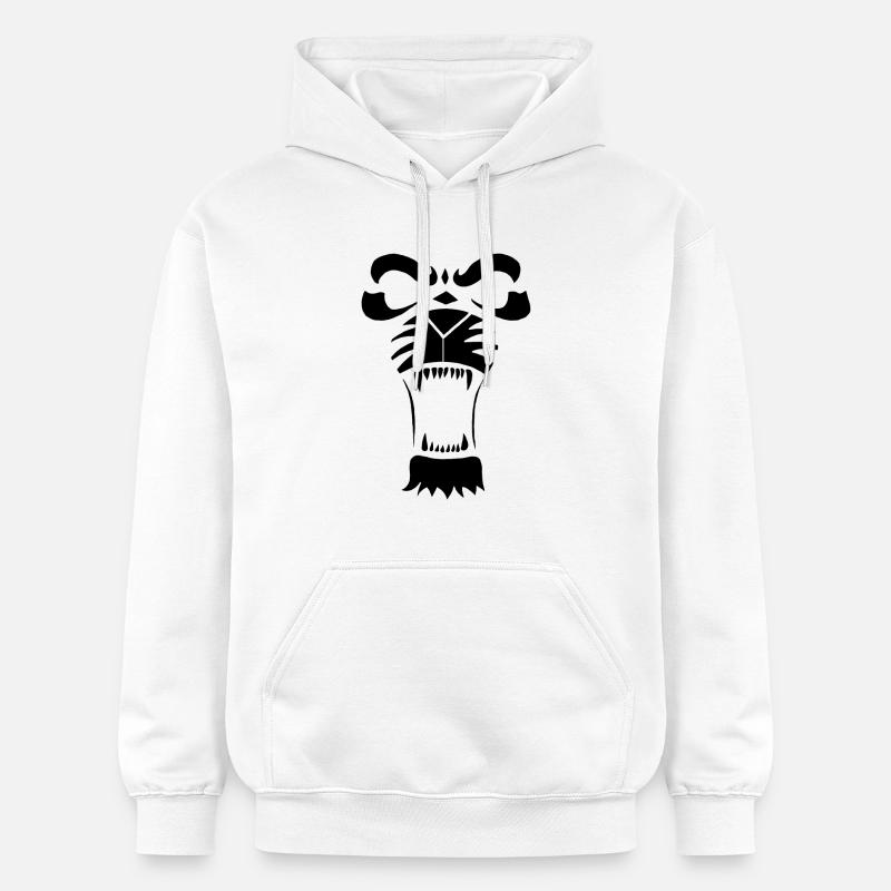 Raublöwe oder Tiger (Schwarz) - Gildan Unisex Softstyle® Midweight Hoodie - Weiß