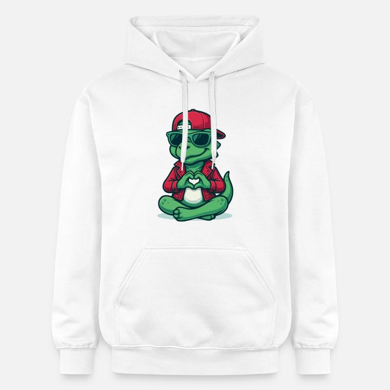 Vibrations de cœur de dinosaure - Sweat à capuche Softstyle® Gildan Unisexe - blanc
