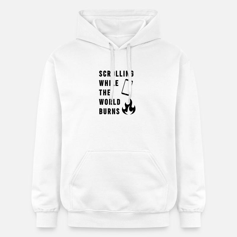 Scrolling While The World Burns - Sweat à capuche Softstyle® Gildan Unisexe - blanc