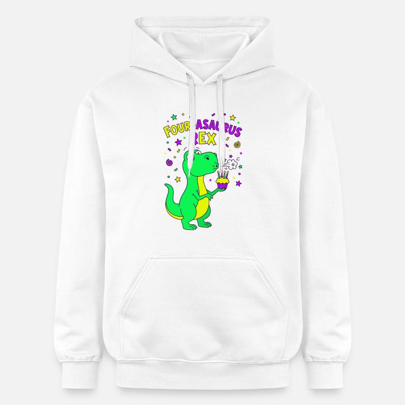 4e anniversaire du Quatre-Asaurus Rex - Sweat à capuche Softstyle® Gildan Unisexe - blanc