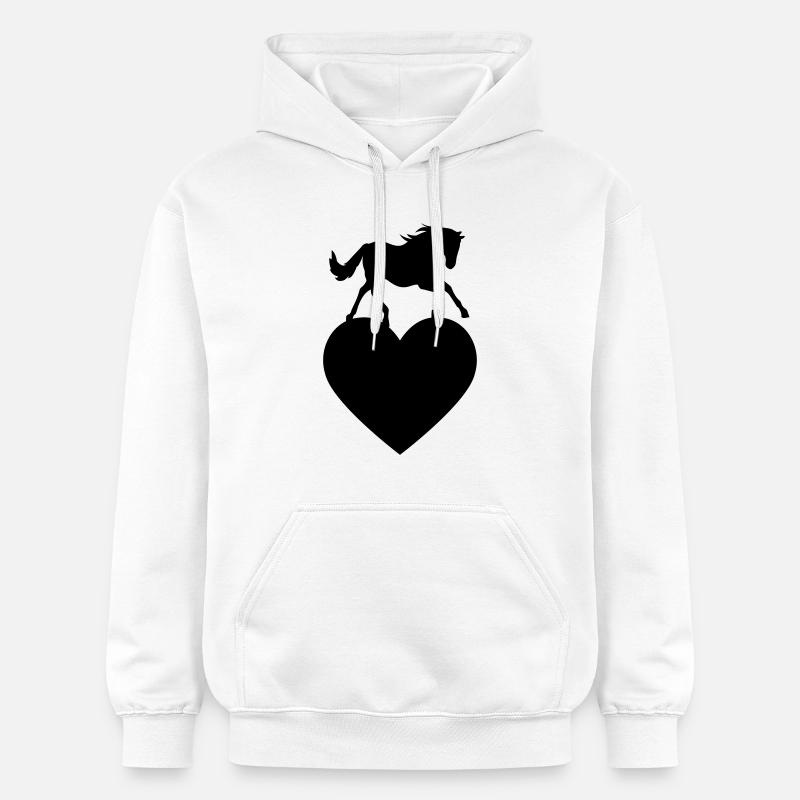 Cheval avec coeur - Sweat à capuche Softstyle® Gildan Unisexe - blanc