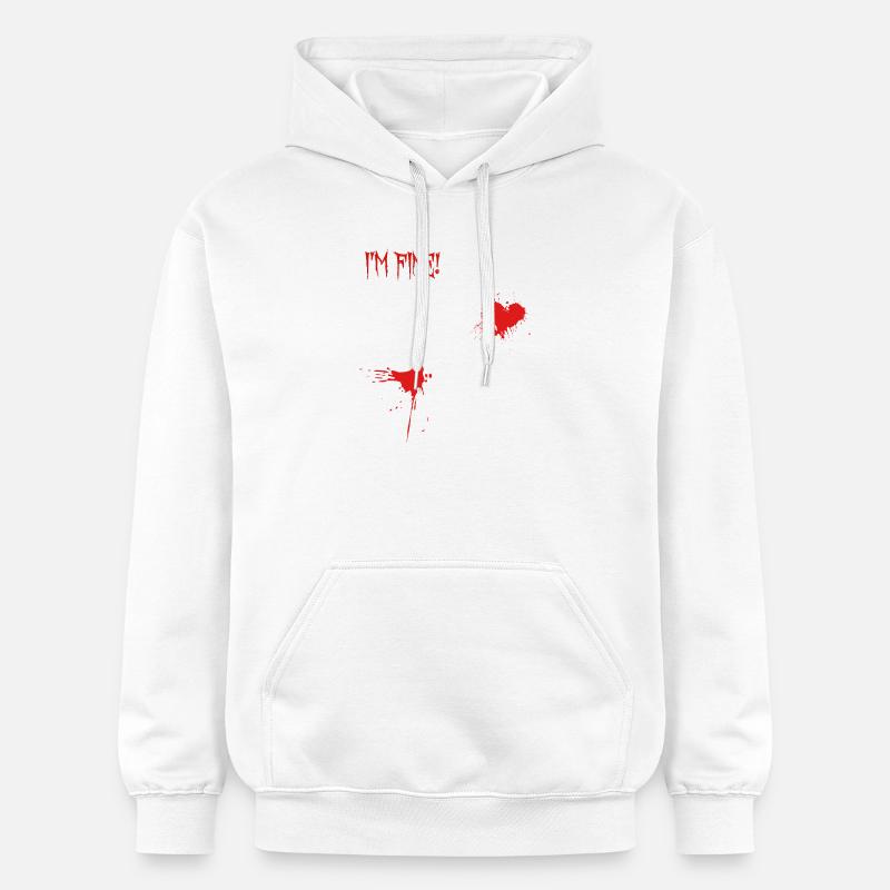 Je vais bien, éclaboussures de sang - Sweat à capuche Softstyle® Gildan Unisexe - blanc
