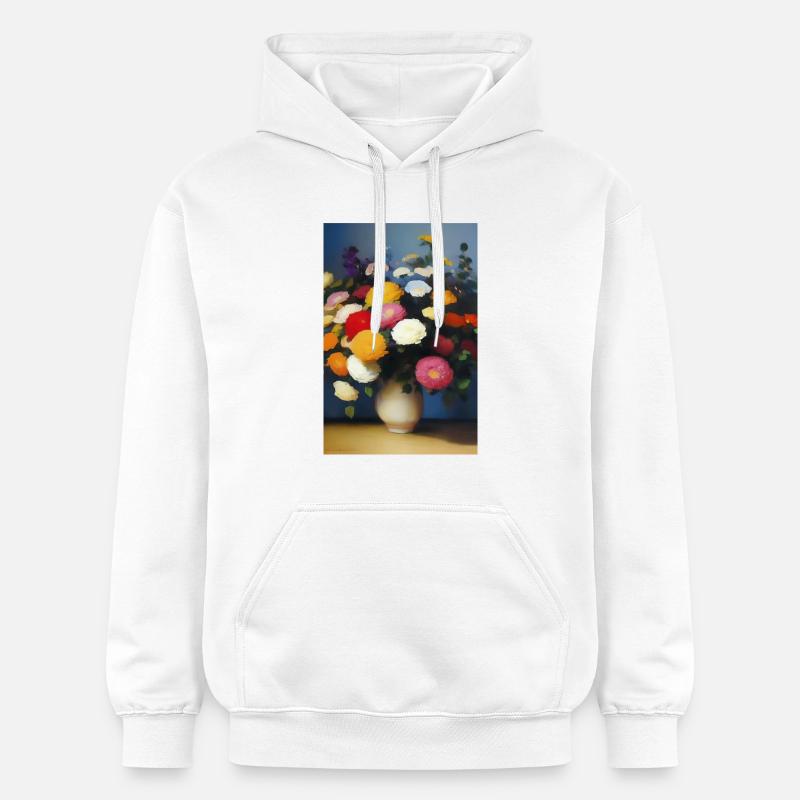 Fleurs et papillon - Sweat à capuche Softstyle® Gildan Unisexe - blanc
