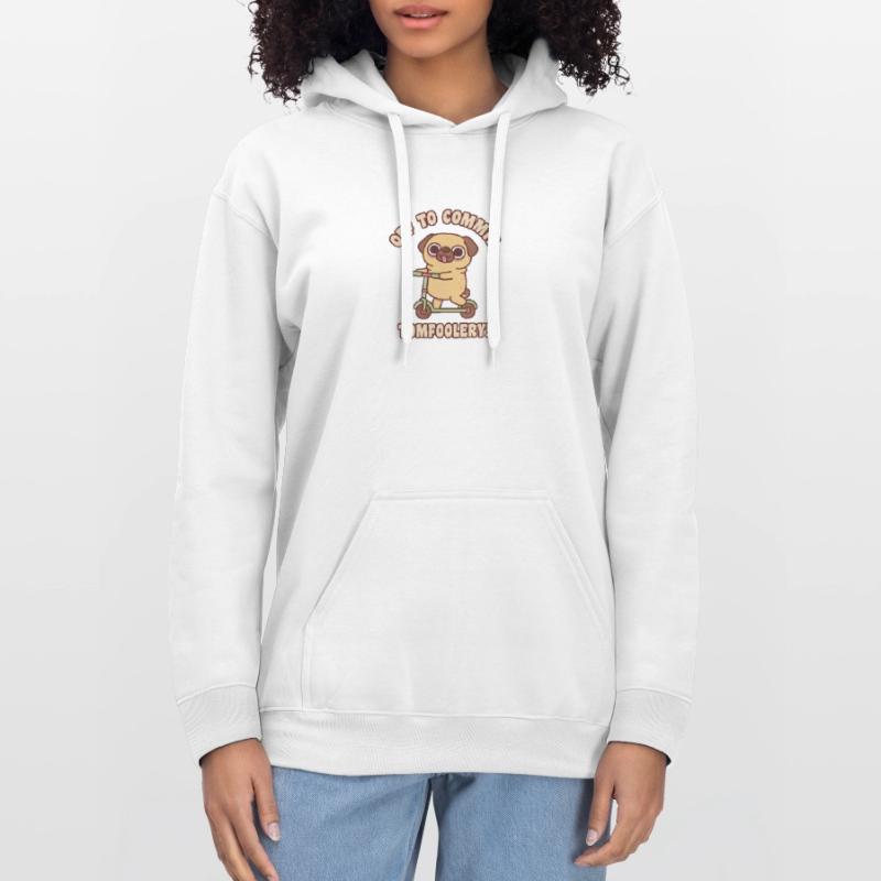 Cute Pug On Kick Scooter Off To Commit Tomfoolery Gildan Unisex Softstyle® Midweight Hoodie
