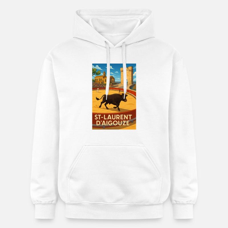 Course de Taureau à Saint-Laurent d'Aigouze - Sweat à capuche Softstyle® Gildan Unisexe - blanc