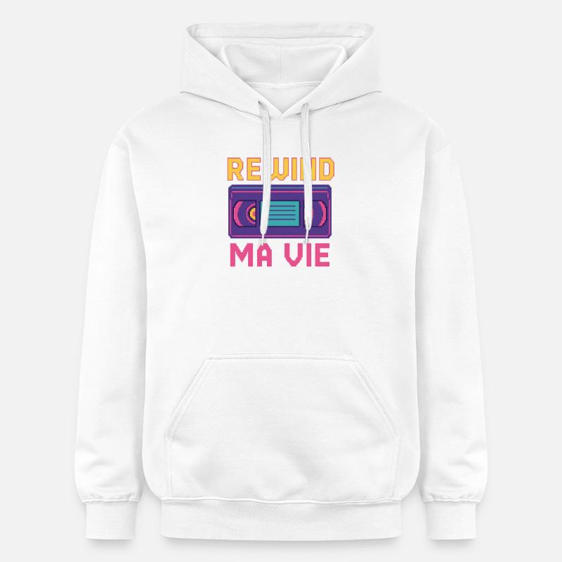 Rewind Ma Vie Cassette Retro - Sweat à capuche Softstyle® Gildan Unisexe - blanc