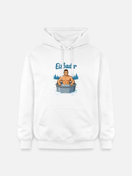 Eisbader Muskelmann im Eisbad - Gildan Unisex Softstyle® Midweight Hoodie - white