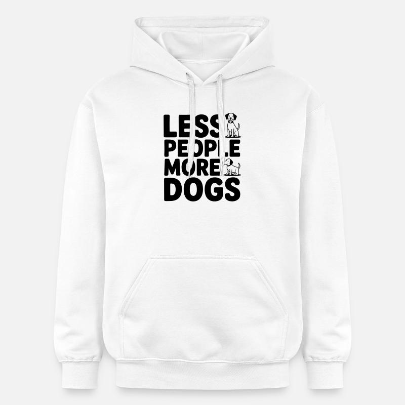 Moins de gens - plus de chiens - Sweat à capuche Softstyle® Gildan Unisexe - blanc