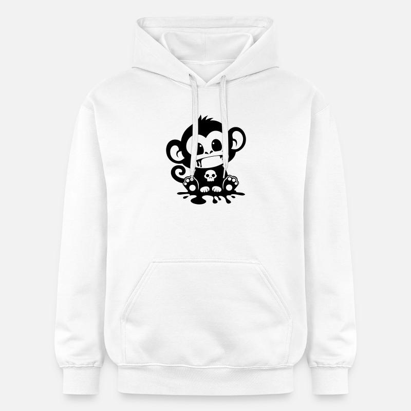 Singe Effrayant avec un Crâne - Sweat à capuche Softstyle® Gildan Unisexe - blanc