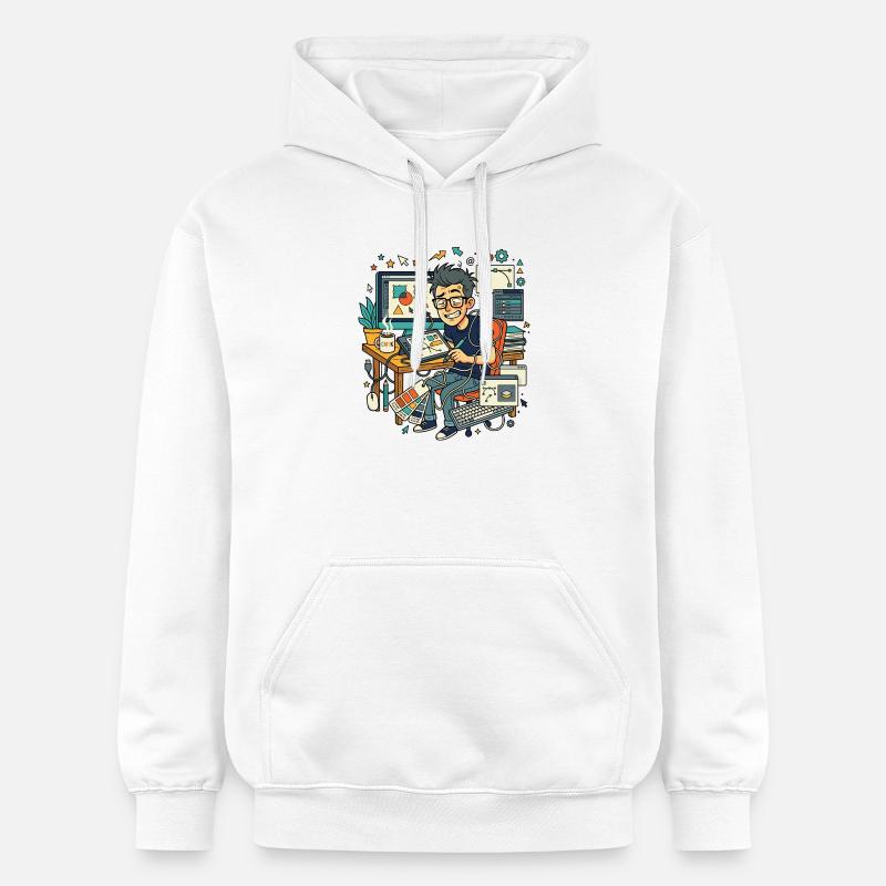 Chaos des workflows graphistes - Sweat à capuche Softstyle® Gildan Unisexe - blanc