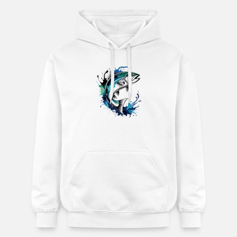Saut du saumon - Sweat à capuche Softstyle® Gildan Unisexe - blanc