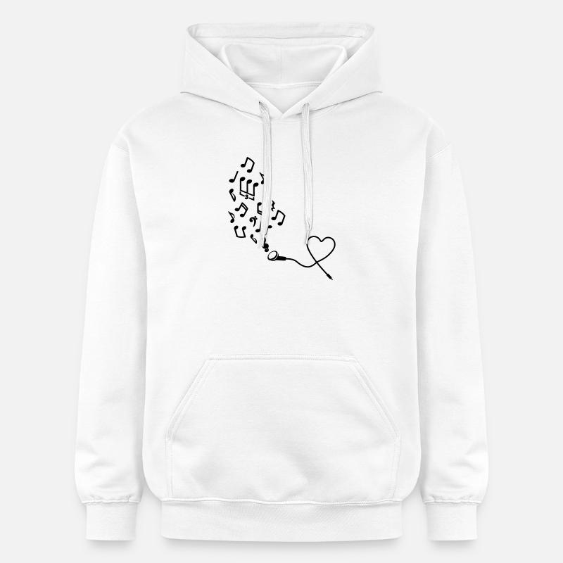 Kopfhörer mit Noten - Gildan Unisex Softstyle® Midweight Hoodie - Weiß