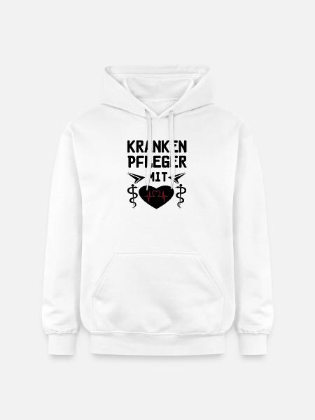 Krankenpfleger mit Herz Geschenk - Gildan Unisex Softstyle® Midweight Hoodie - Weiß