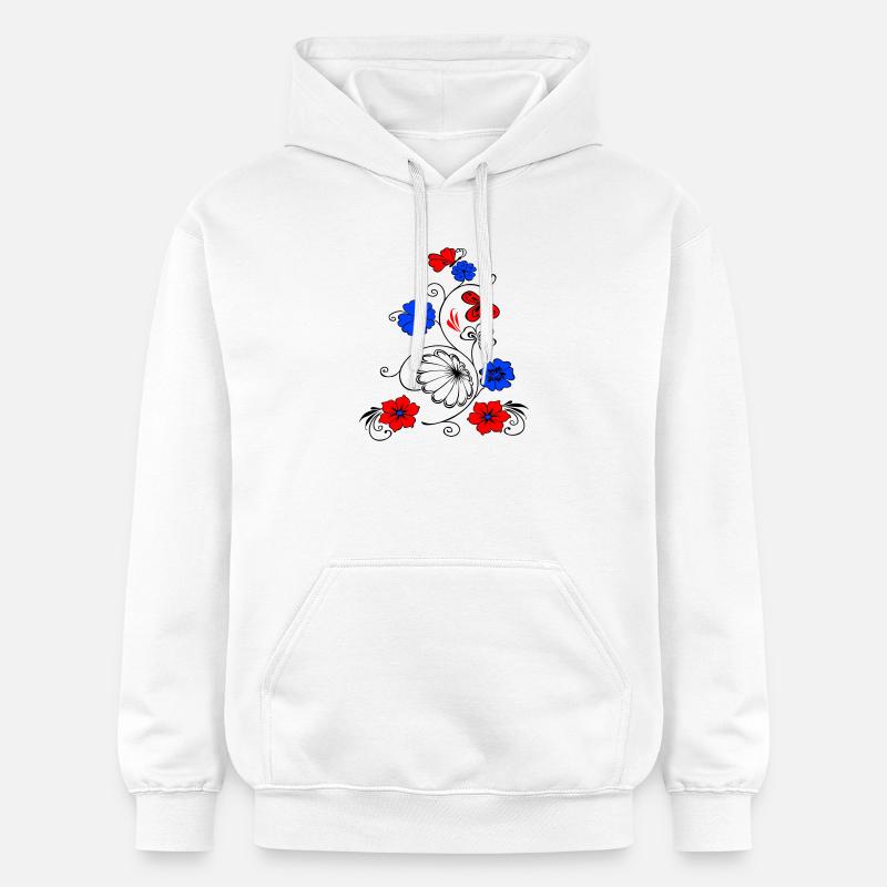 Fleur vigne avec papillon - Sweat à capuche Softstyle® Gildan Unisexe - blanc
