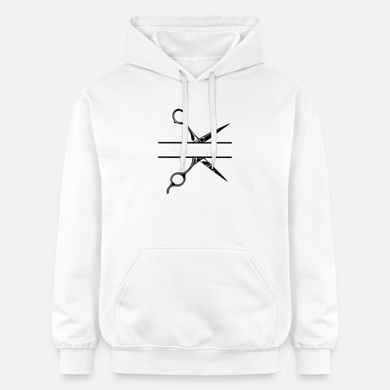 Texte bannière logo coiffeur, ciseaux - Sweat à capuche Softstyle® Gildan Unisexe - blanc