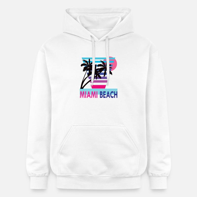 PLAGE DE MIAMI - Sweat à capuche Softstyle® Gildan Unisexe - blanc
