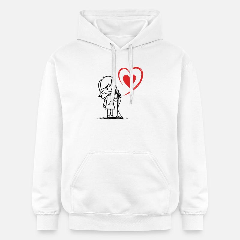Mädchen singt mit einer Herznote - Gildan Unisex Softstyle® Midweight Hoodie - Weiß