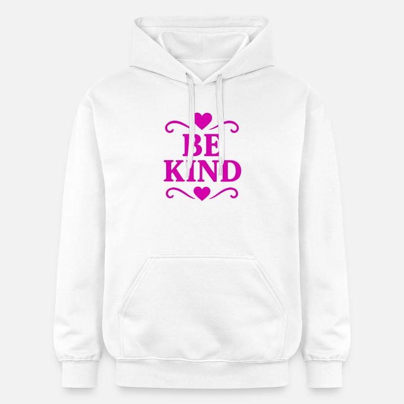 Devise Be Kind avec le cœur - Sweat à capuche Softstyle® Gildan Unisexe - blanc