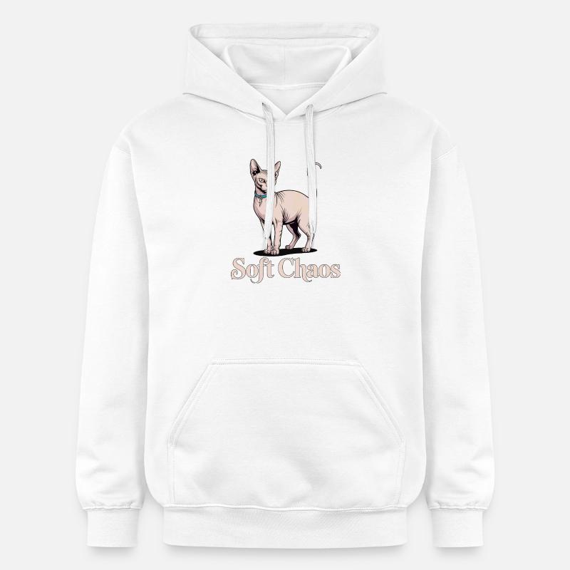 Chat Sphynx Soft Chaos - Sweat à capuche Softstyle® Gildan Unisexe - blanc