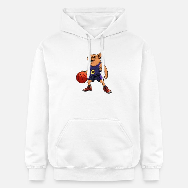 Cochon basketteur basketteur - Sweat à capuche Softstyle® Gildan Unisexe - blanc