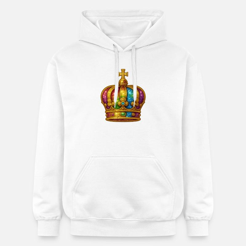 Couronne à paillettes arc-en-ciel - Sweat à capuche Softstyle® Gildan Unisexe - blanc