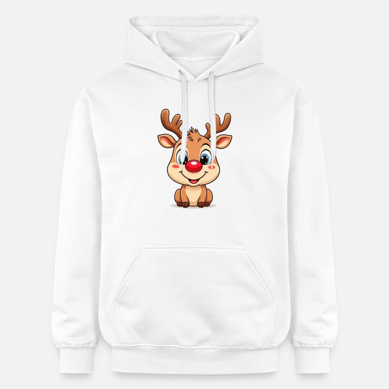 Pull de Noël Rudolph Reindeer Cartoon - Sweat à capuche Softstyle® Gildan Unisexe - blanc