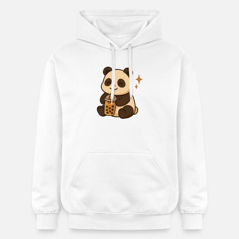 Panda avec bubble tea kawaii panda - Sweat à capuche Softstyle® Gildan Unisexe - blanc