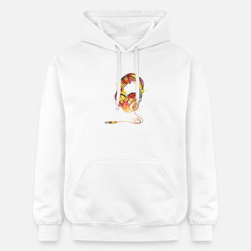Bunte Kopfhörer-Splash-Illustration - Gildan Unisex Softstyle® Midweight Hoodie - Weiß