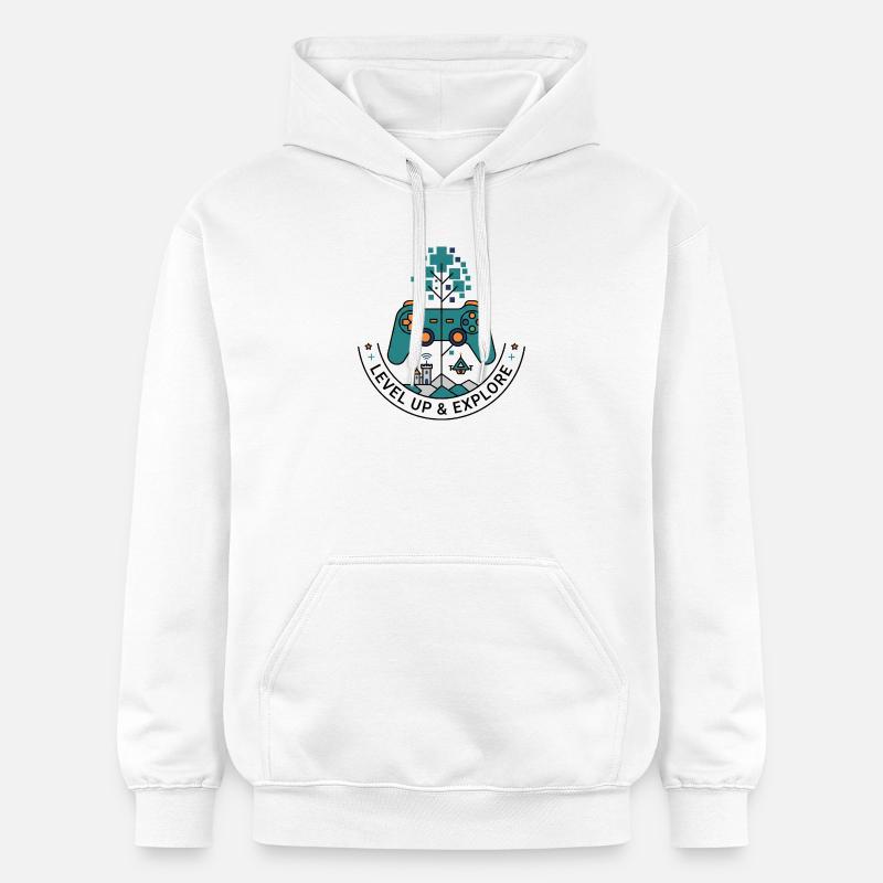 Badge Monte de niveau & Exploration - Sweat à capuche Softstyle® Gildan Unisexe - blanc
