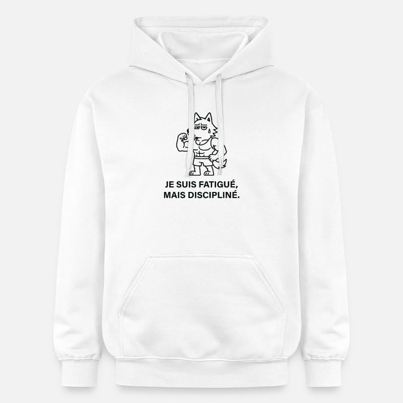 Loup Musclé Fatigué mais Discipliné - Sweat à capuche Softstyle® Gildan Unisexe - blanc