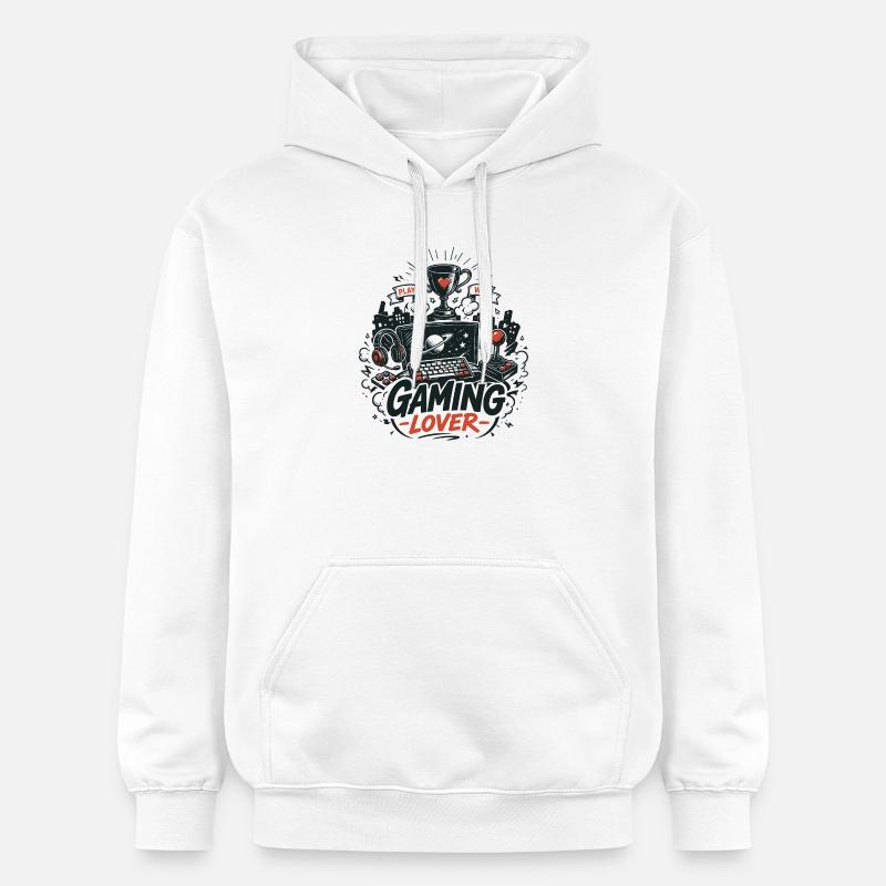 Manette rétro Gaming Lover - Sweat à capuche Softstyle® Gildan Unisexe - blanc