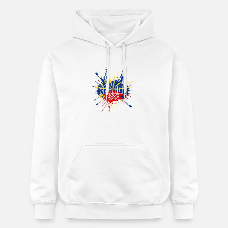 Splash Drapeau Réunion 974 - Sweat à capuche Softstyle® Gildan Unisexe - blanc